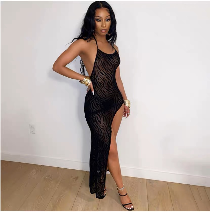 Halter sexy split dress 